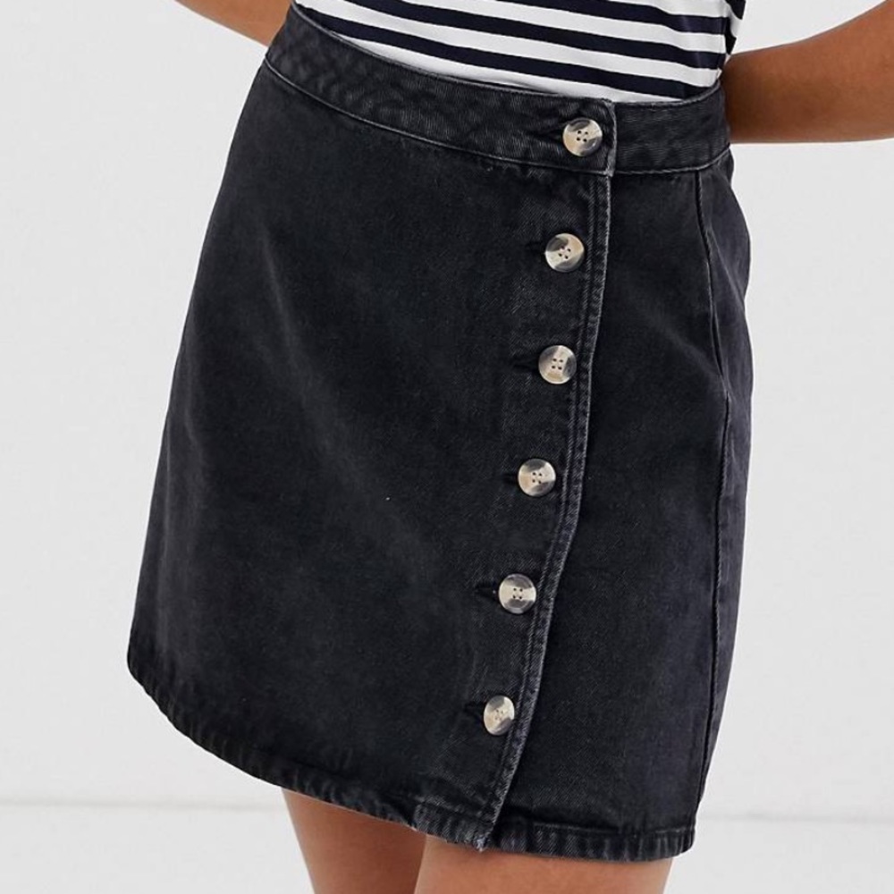 Denim wrap skirt - black